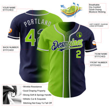Load image into Gallery viewer, Custom Navy Neon Green-Gray Authentic Gradient Fashion Baseball Jersey
