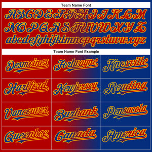 Custom Royal Red-Gold Authentic Gradient Fashion Baseball Jersey
