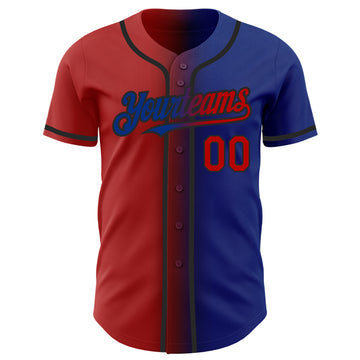 Custom Royal Red-Black Authentic Gradient Fashion Baseball Jersey