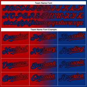 Custom Royal Red-Black Authentic Gradient Fashion Baseball Jersey