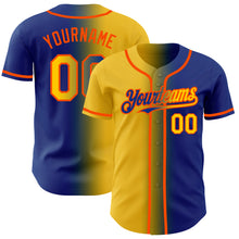 Load image into Gallery viewer, Custom Royal Yellow-Orange Authentic Gradient Fashion Baseball Jersey
