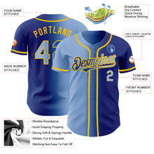Load image into Gallery viewer, Custom Royal Light Blue-Gold Authentic Gradient Fashion Baseball Jersey
