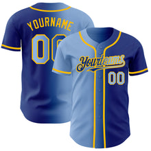 Load image into Gallery viewer, Custom Royal Light Blue-Gold Authentic Gradient Fashion Baseball Jersey
