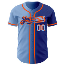 Load image into Gallery viewer, Custom Royal Light Blue-Orange Authentic Gradient Fashion Baseball Jersey
