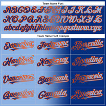 Load image into Gallery viewer, Custom Royal Light Blue-Orange Authentic Gradient Fashion Baseball Jersey
