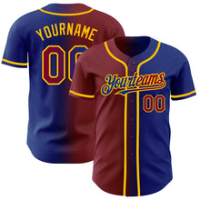 Load image into Gallery viewer, Custom Royal Maroon-Gold Authentic Gradient Fashion Baseball Jersey
