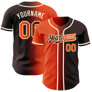 Custom Brown Orange-Cream Authentic Gradient Fashion Baseball Jersey