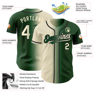 Custom Green Cream-Black Authentic Gradient Fashion Baseball Jersey