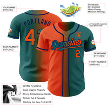 Load image into Gallery viewer, Custom Teal Orange-Navy Authentic Gradient Fashion Baseball Jersey
