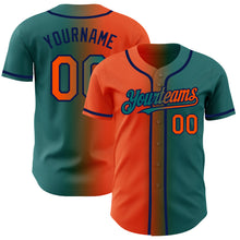 Load image into Gallery viewer, Custom Teal Orange-Navy Authentic Gradient Fashion Baseball Jersey
