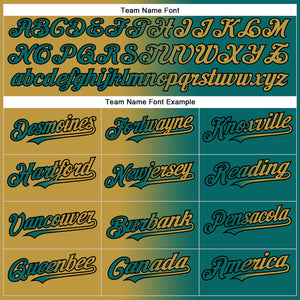 Custom Teal Old Gold-Black Authentic Gradient Fashion Baseball Jersey