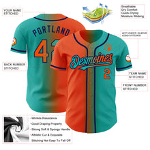 Load image into Gallery viewer, Custom Aqua Orange-Navy Authentic Gradient Fashion Baseball Jersey

