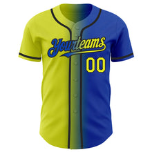 Load image into Gallery viewer, Custom Thunder Blue Neon Yellow-Black Authentic Gradient Fashion Baseball Jersey
