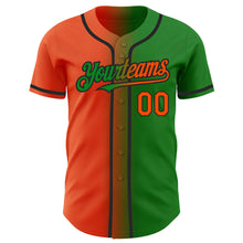 Load image into Gallery viewer, Custom Grass Green Orange-Black Authentic Gradient Fashion Baseball Jersey
