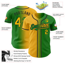 Load image into Gallery viewer, Custom Grass Green Gold-Black Authentic Gradient Fashion Baseball Jersey
