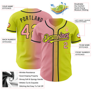 Custom Neon Yellow Medium Pink-Black Authentic Gradient Fashion Baseball Jersey