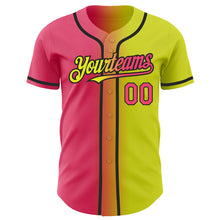 Load image into Gallery viewer, Custom Neon Yellow Neon Pink-Black Authentic Gradient Fashion Baseball Jersey
