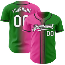 Load image into Gallery viewer, Custom Grass Green White Pink-Black Authentic Gradient Fashion Baseball Jersey
