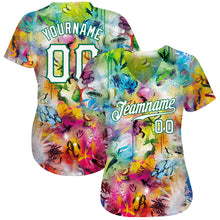 Load image into Gallery viewer, Custom Scratch Graffiti Pattern White-Kelly Green 3D Authentic Baseball Jersey
