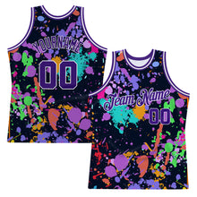 Load image into Gallery viewer, Custom Graffiti Pattern Purple-White 3D Splashes Authentic Basketball Jersey
