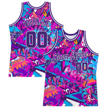 Load image into Gallery viewer, Custom Graffiti Pattern Purple-White 3D Words Authentic Basketball Jersey
