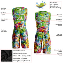 Load image into Gallery viewer, Custom Graffiti Pattern Neon Green-White Round Neck Sublimation Basketball Suit Jersey
