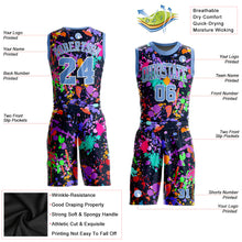 Load image into Gallery viewer, Custom Graffiti Pattern Light Blue-White Round Neck Sublimation Basketball Suit Jersey
