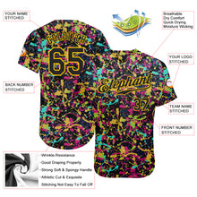 Load image into Gallery viewer, Custom Graffiti Pattern Black-Gold 3D Grunge Shabby Authentic Baseball Jersey

