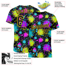 Load image into Gallery viewer, Custom Graffiti Pattern Black-Gold 3D Neon Splatter Performance T-Shirt
