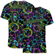 Load image into Gallery viewer, Custom Graffiti Pattern Black-Neon Green 3D Neon Splatter Performance T-Shirt
