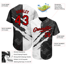 Load image into Gallery viewer, Custom Graffiti Pattern Red-Black 3D Scratch Authentic Baseball Jersey
