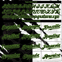 Load image into Gallery viewer, Custom Graffiti Pattern Black-Neon Green 3D Scratch Authentic Baseball Jersey
