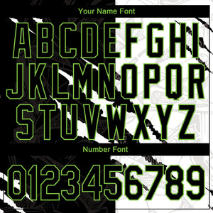 Custom Graffiti Pattern Black-Neon Green 3D Scratch Authentic Baseball Jersey