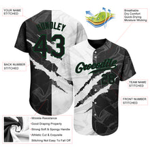 Load image into Gallery viewer, Custom Graffiti Pattern Black-Kelly Green 3D Scratch Authentic Baseball Jersey

