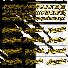 Load image into Gallery viewer, Custom Graffiti Pattern Black-Gold 3D Scratch Authentic Baseball Jersey
