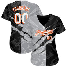 Load image into Gallery viewer, Custom Graffiti Pattern White Gray-Orange 3D Scratch Authentic Baseball Jersey
