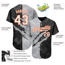 Load image into Gallery viewer, Custom Graffiti Pattern White Gray-Orange 3D Scratch Authentic Baseball Jersey

