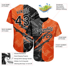Load image into Gallery viewer, Custom Graffiti Pattern Black-Orange 3D Scratch Authentic Baseball Jersey
