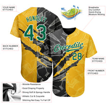 Load image into Gallery viewer, Custom Graffiti Pattern Kelly Green Yellow-Black 3D Scratch Authentic Baseball Jersey
