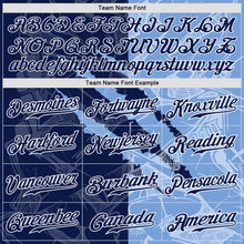 Load image into Gallery viewer, Custom Graffiti Pattern Navy-Light Blue 3D Scratch Authentic Baseball Jersey
