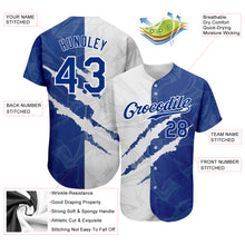 Load image into Gallery viewer, Custom Graffiti Pattern Royal-White 3D Scratch Authentic Baseball Jersey
