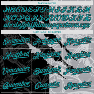 Custom Graffiti Pattern Teal Gray-Black 3D Scratch Authentic Baseball Jersey