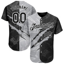 Load image into Gallery viewer, Custom Graffiti Pattern Black-Gray 3D Scratch Authentic Baseball Jersey
