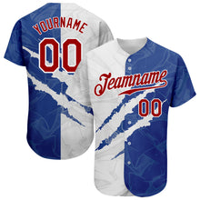 Load image into Gallery viewer, Custom Graffiti Pattern Red-Royal 3D Scratch Authentic Baseball Jersey
