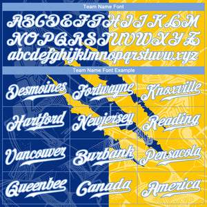 Custom Graffiti Pattern White Yellow Royal-Light Blue 3D Scratch Authentic Baseball Jersey