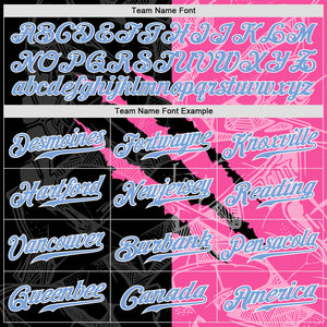 Custom Graffiti Pattern Light Blue Pink-Black 3D Scratch Authentic Baseball Jersey