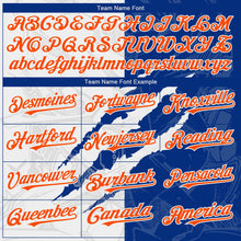 Load image into Gallery viewer, Custom Graffiti Pattern Orange-Royal 3D Scratch Authentic Baseball Jersey
