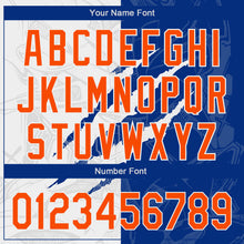 Load image into Gallery viewer, Custom Graffiti Pattern Orange-Royal 3D Scratch Authentic Baseball Jersey
