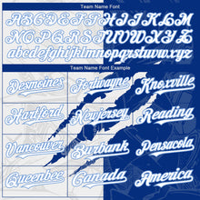 Load image into Gallery viewer, Custom Graffiti Pattern White Royal-Light Blue 3D Scratch Authentic Baseball Jersey
