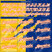 Load image into Gallery viewer, Custom Graffiti Pattern White Royal Yellow-Orange 3D Scratch Authentic Baseball Jersey
